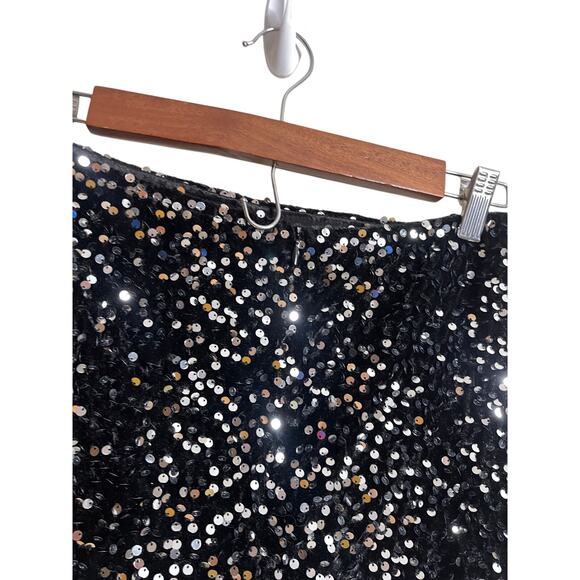 Vassia Kostara Sequin Mini Skirt Black Silver Sparkle Party Holiday Womans Small - Picture 7 of 13